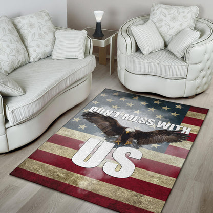 US Independence Day Bald Eagle Flying Don't Mess With US Area Rug Home Decor