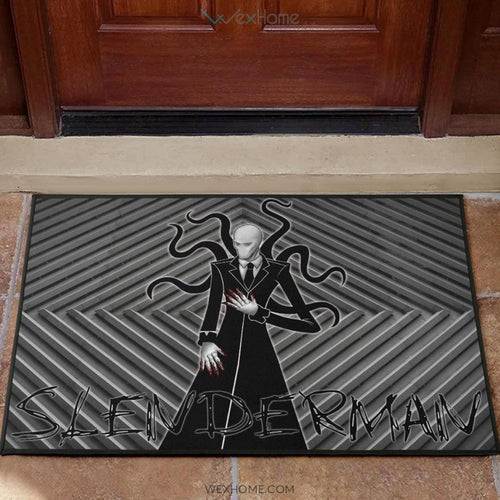 Horror Movie Slenderman Minimal Fanart Black White Door Mat Home Decor