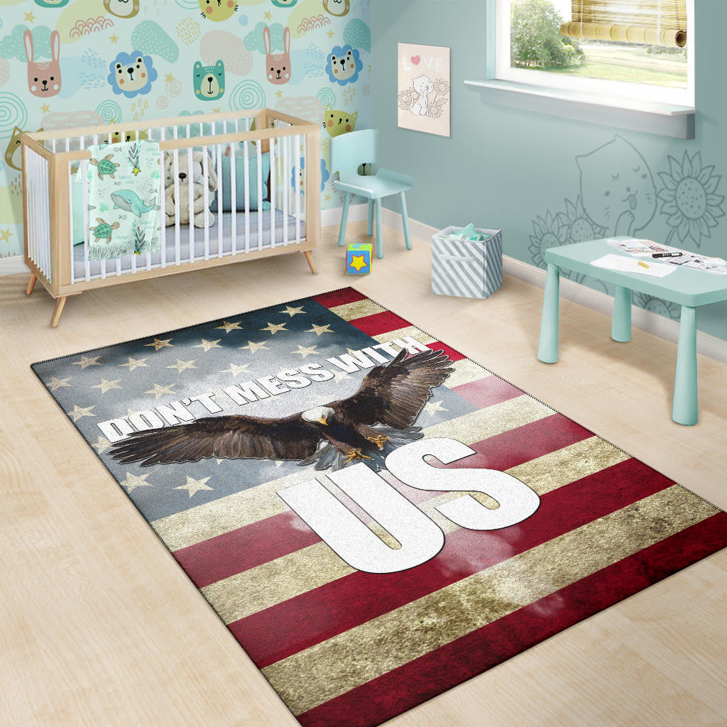 US Independence Day Bald Eagle Flying Don't Mess With US Area Rug Home Decor