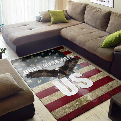 US Independence Day Bald Eagle Flying Don't Mess With US Area Rug Home Decor