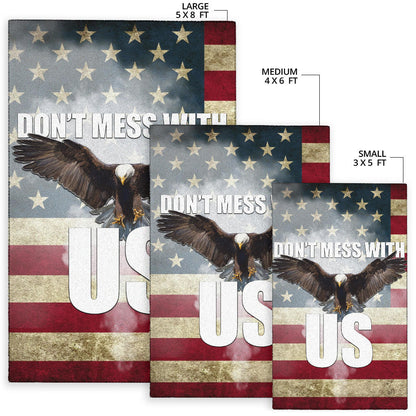 US Independence Day Bald Eagle Flying Don't Mess With US Area Rug Home Decor