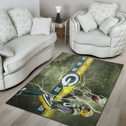 Green Bay American Football Packers Ahman Green 30 Lightning Rugby Ball Area Rug Home Decor