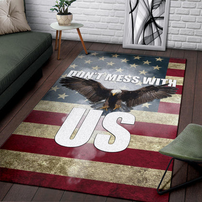 US Independence Day Bald Eagle Flying Don't Mess With US Area Rug Home Decor