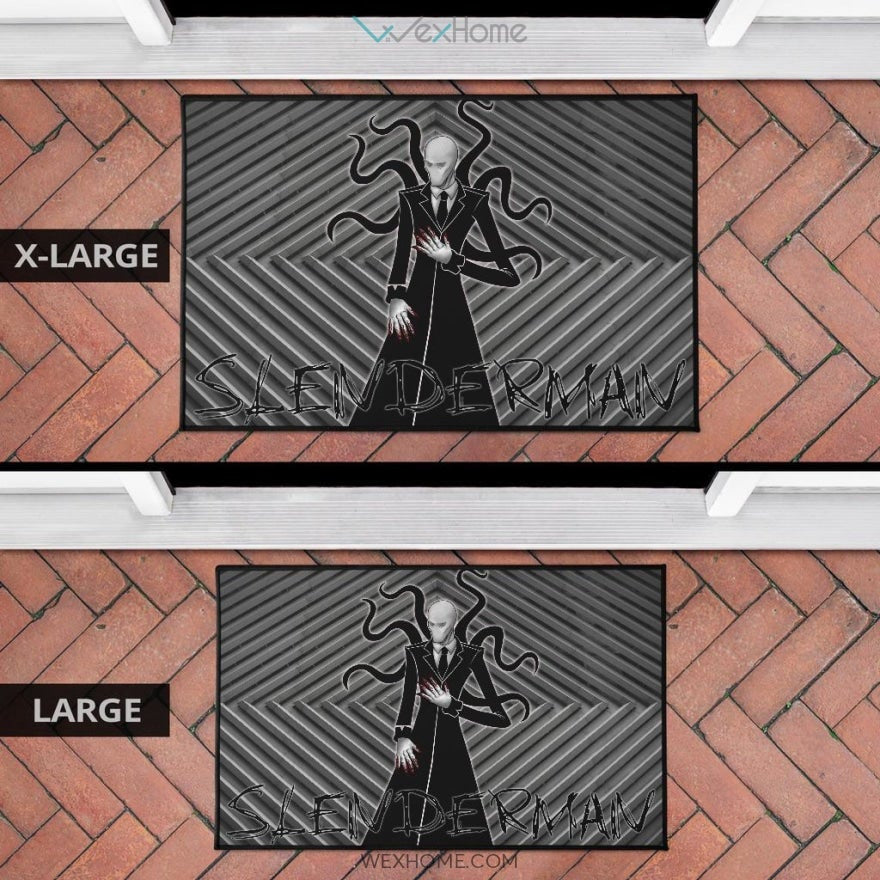 Horror Movie Slenderman Minimal Fanart Black White Door Mat Home Decor