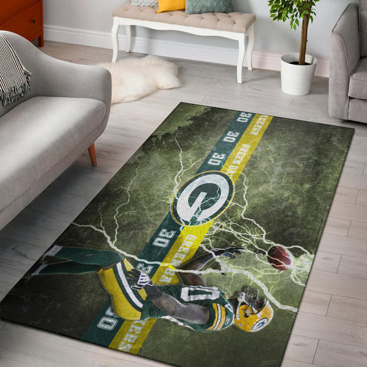 Green Bay American Football Packers Ahman Green 30 Lightning Rugby Ball Area Rug Home Decor