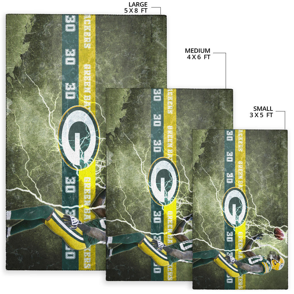 Green Bay American Football Packers Ahman Green 30 Lightning Rugby Ball Area Rug Home Decor