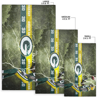 Green Bay American Football Packers Ahman Green 30 Lightning Rugby Ball Area Rug Home Decor