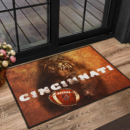 Cincinnati Bengals American Football Strong Bengal Tiger Rugby Ball Go Champion Door Mat Home Decor