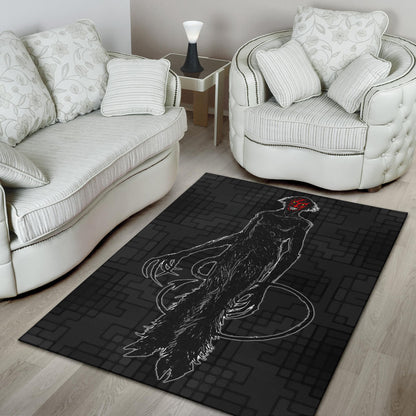 Horror Movie Hairy Devil With Red Face Black Area Rug Home Decor