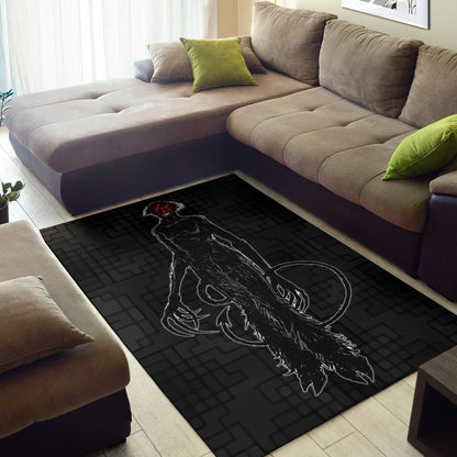 Horror Movie Hairy Devil With Red Face Black Area Rug Home Decor