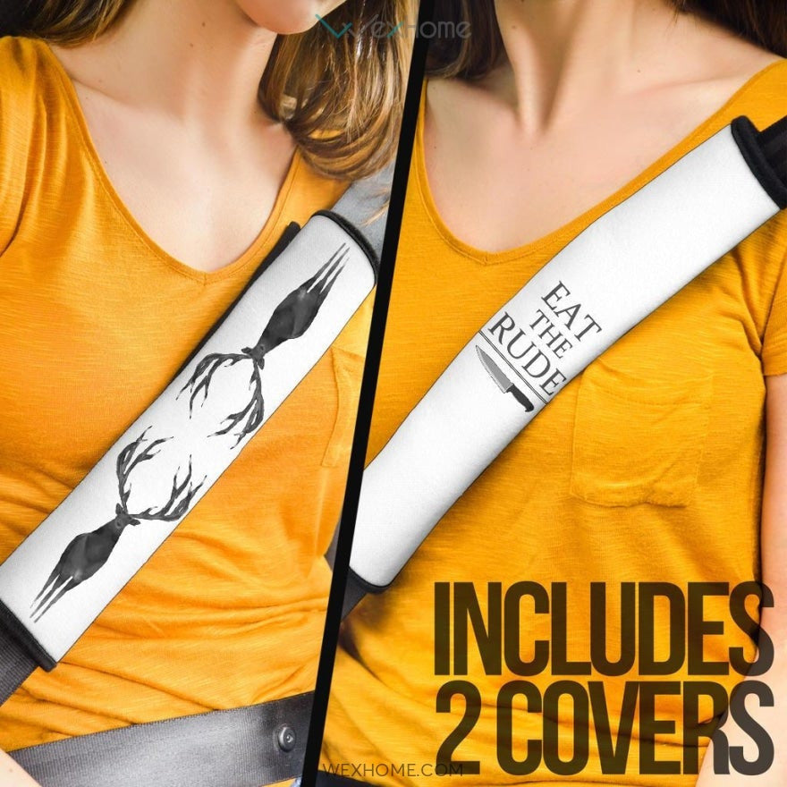 Horror Movie Eat The Rude Deer Animal Big Antlers Seat Belt Covers