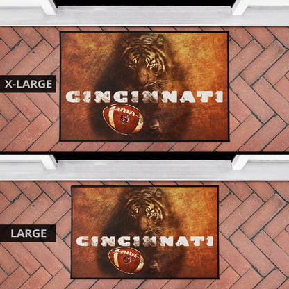 Cincinnati Bengals American Football Strong Bengal Tiger Rugby Ball Go Champion Door Mat Home Decor