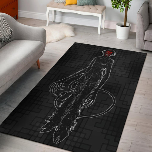Horror Movie Hairy Devil With Red Face Black Area Rug Home Decor