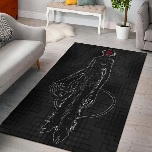 Horror Movie Hairy Devil With Red Face Black Area Rug Home Decor