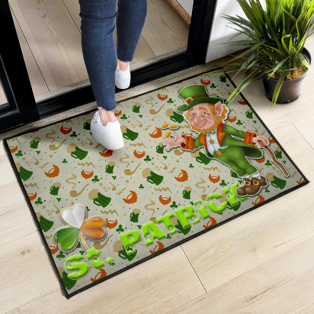 Saint Patrick's Leprechauns Artwork St. Patrick Symbols Patterns Door Mat Home Decor