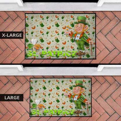 Saint Patrick's Leprechauns Artwork St. Patrick Symbols Patterns Door Mat Home Decor