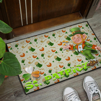 Saint Patrick's Leprechauns Artwork St. Patrick Symbols Patterns Door Mat Home Decor