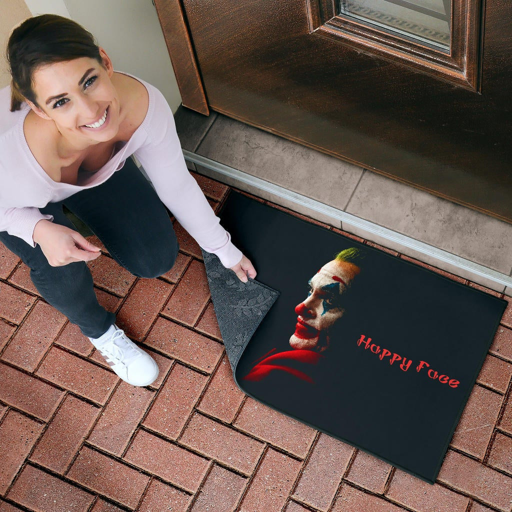 Horror Movie Joker Quote Put On A Happy Face Door Mat Home Decor