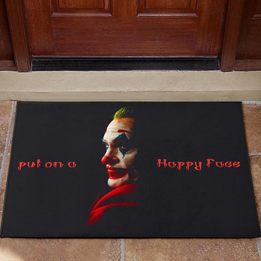 Horror Movie Joker Quote Put On A Happy Face Door Mat Home Decor
