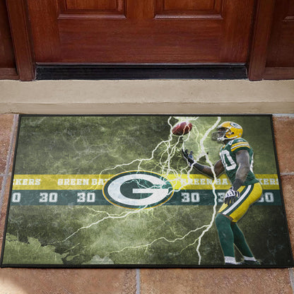 Green Bay American Football Packers Ahman Green 30 Lightning Rugby Ball Door Mat Home Decor