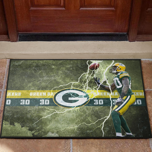Green Bay American Football Packers Ahman Green 30 Lightning Rugby Ball Door Mat Home Decor