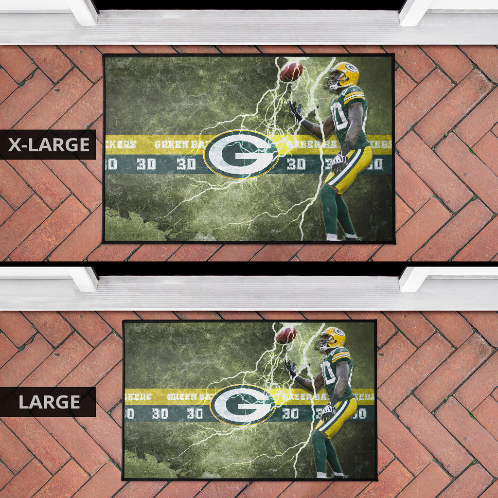 Green Bay American Football Packers Ahman Green 30 Lightning Rugby Ball Door Mat Home Decor