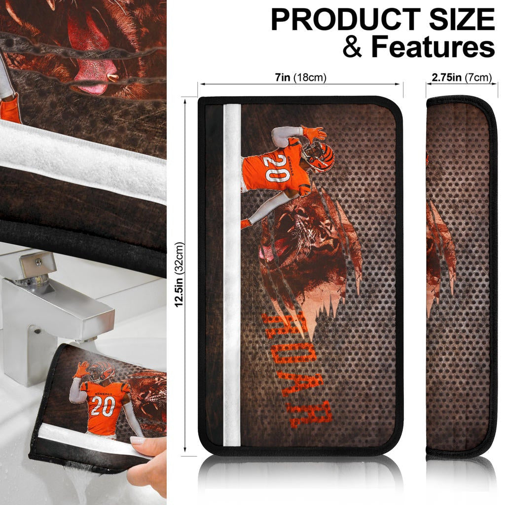 Cincinnati Bengals American Football Eli Apple Bengal Tiger Roar Claw Scratches Seat Belt Covers