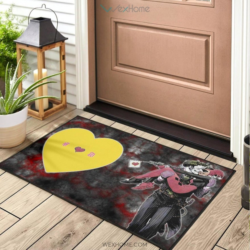 Horror Movie J & H Joker And Harley Quinn Love In Battle Door Mat Home Decor
