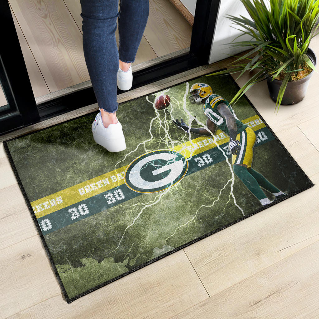 Green Bay American Football Packers Ahman Green 30 Lightning Rugby Ball Door Mat Home Decor