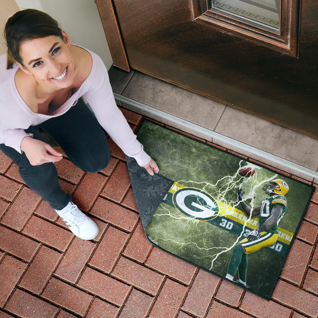Green Bay American Football Packers Ahman Green 30 Lightning Rugby Ball Door Mat Home Decor