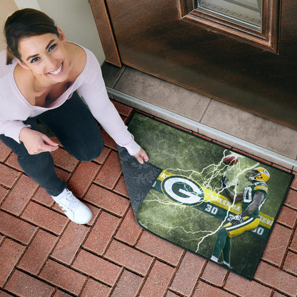 Green Bay American Football Packers Ahman Green 30 Lightning Rugby Ball Door Mat Home Decor