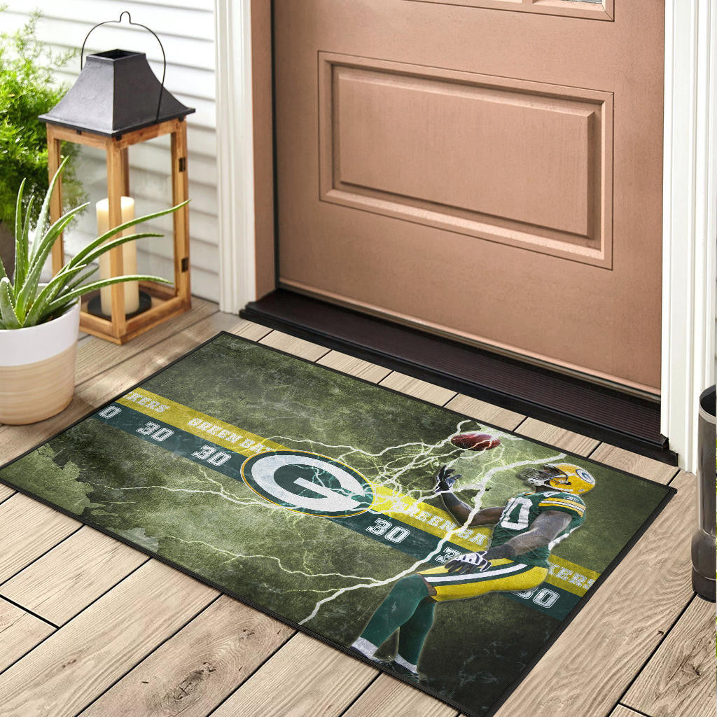 Green Bay American Football Packers Ahman Green 30 Lightning Rugby Ball Door Mat Home Decor