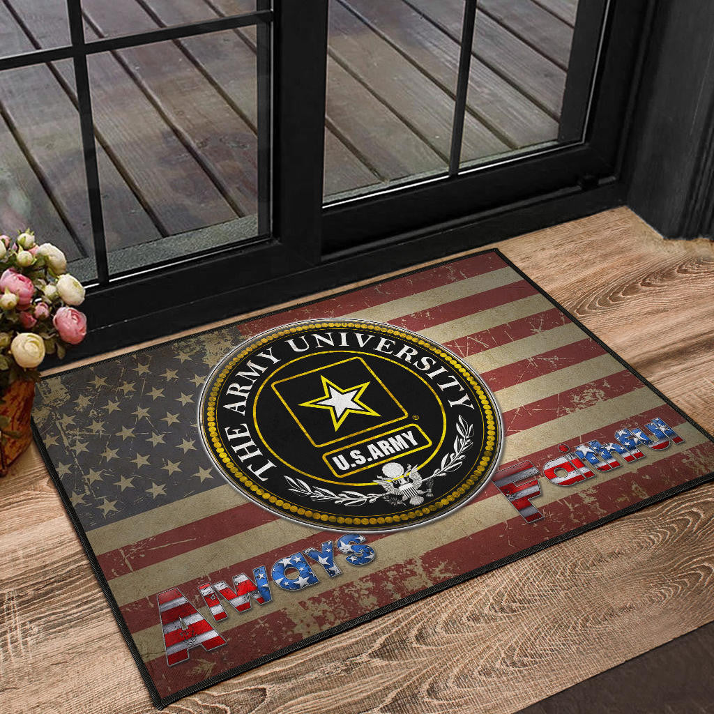 US Independence Day US Army University Always Faithful Door Mat Home Decor