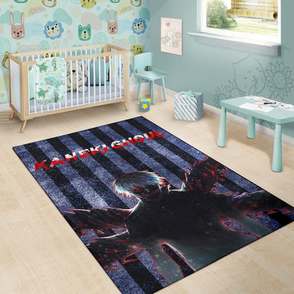 Tokyo Ghoul Anime Scary Ken Kaneki Silhouette Red Eye Area Rug Home Decor