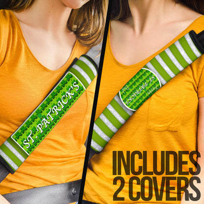 Saint Patrick's Happy St. Patrick Shamrock Patterns Green White Seat Belt Covers