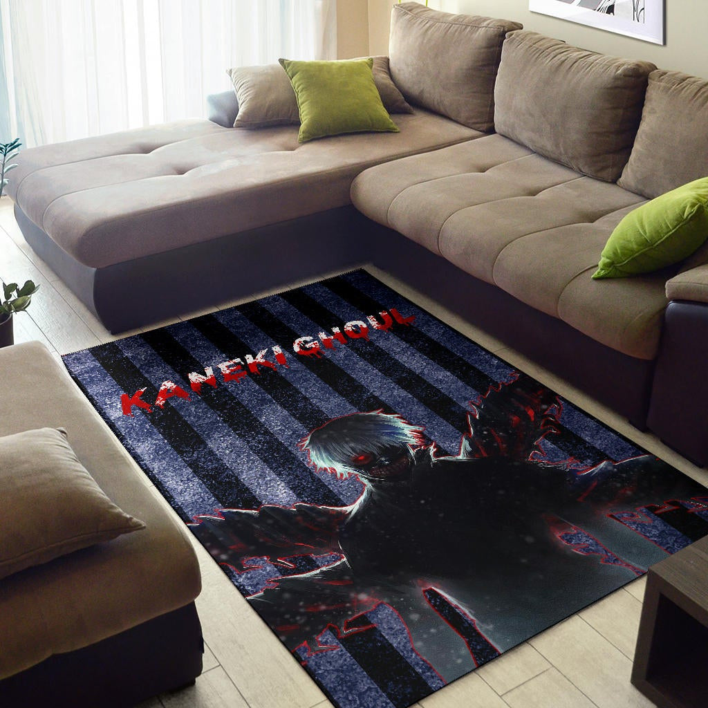 Tokyo Ghoul Anime Scary Ken Kaneki Silhouette Red Eye Area Rug Home Decor