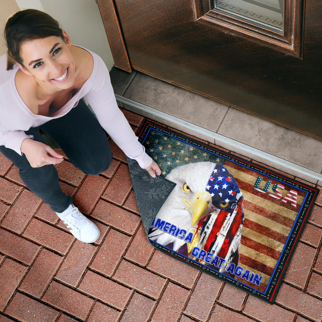 US Independence Day Funny Bald Eagle Face USA Star Door Mat Home Decor