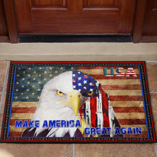 US Independence Day Funny Bald Eagle Face USA Star Door Mat Home Decor