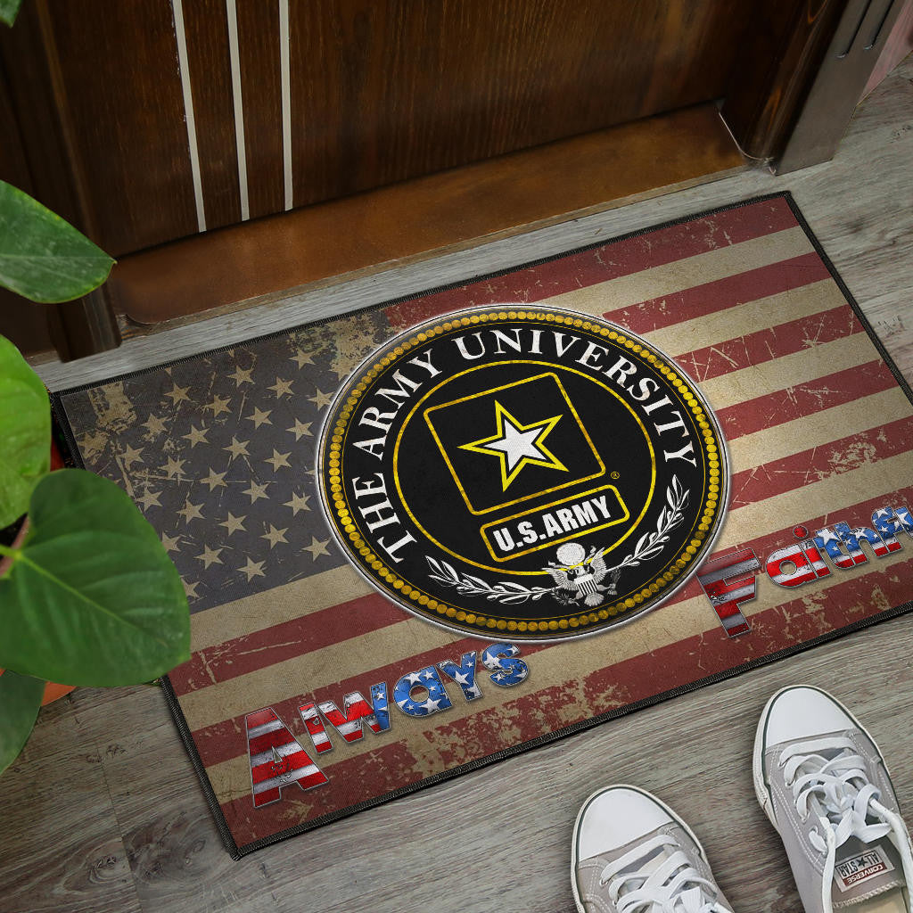 US Independence Day US Army University Always Faithful Door Mat Home Decor