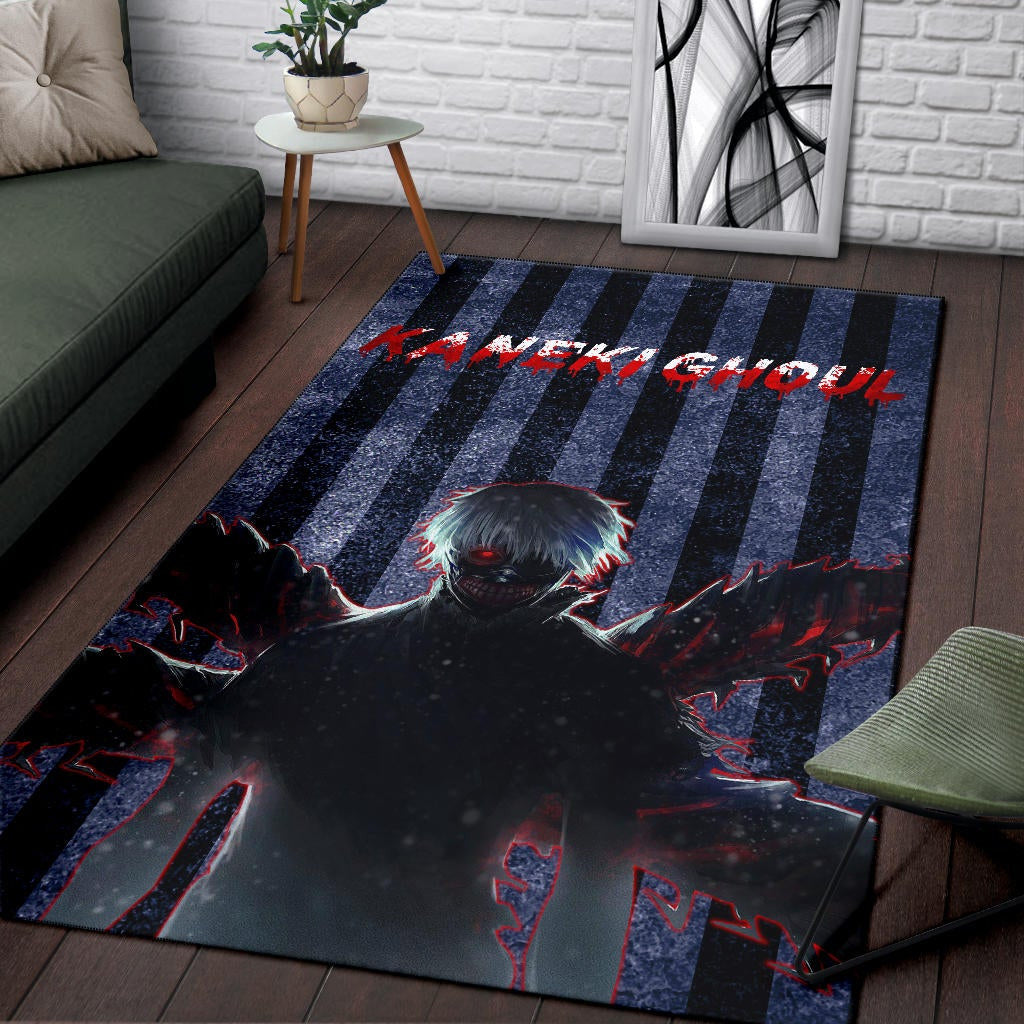Tokyo Ghoul Anime Scary Ken Kaneki Silhouette Red Eye Area Rug Home Decor