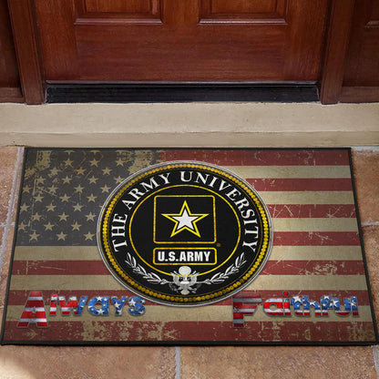US Independence Day US Army University Always Faithful Door Mat Home Decor