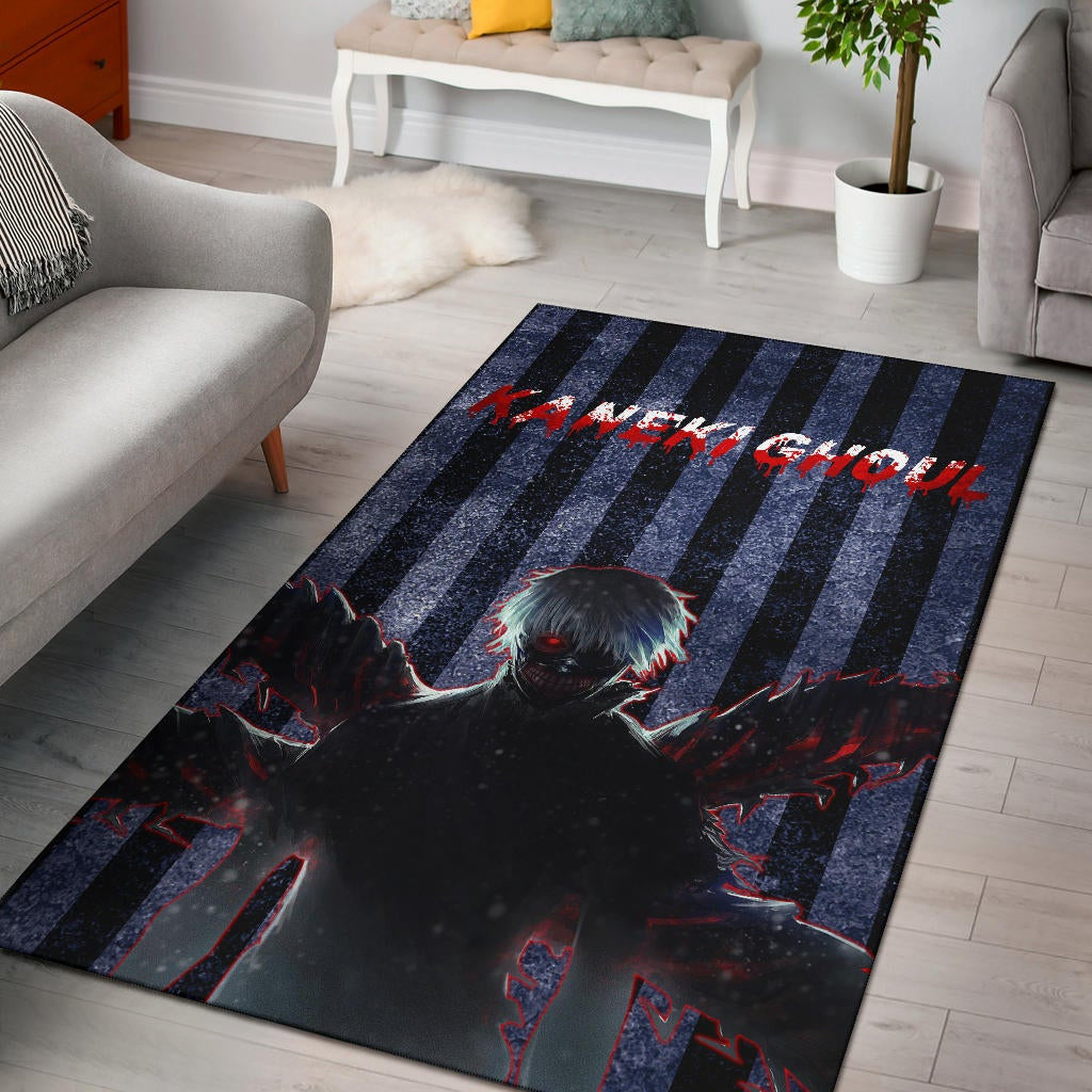 Tokyo Ghoul Anime Scary Ken Kaneki Silhouette Red Eye Area Rug Home Decor