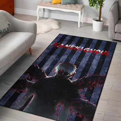 Tokyo Ghoul Anime Scary Ken Kaneki Silhouette Red Eye Area Rug Home Decor