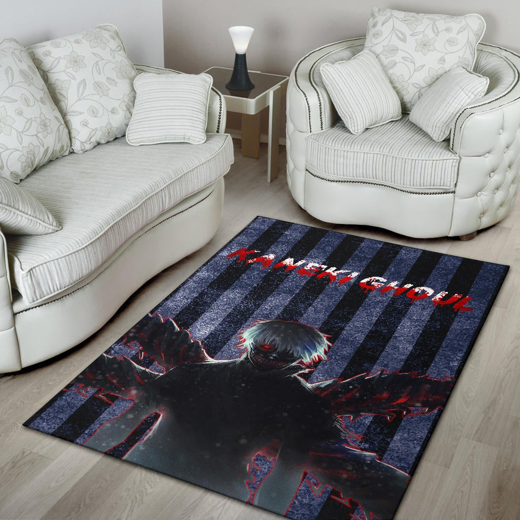 Tokyo Ghoul Anime Scary Ken Kaneki Silhouette Red Eye Area Rug Home Decor