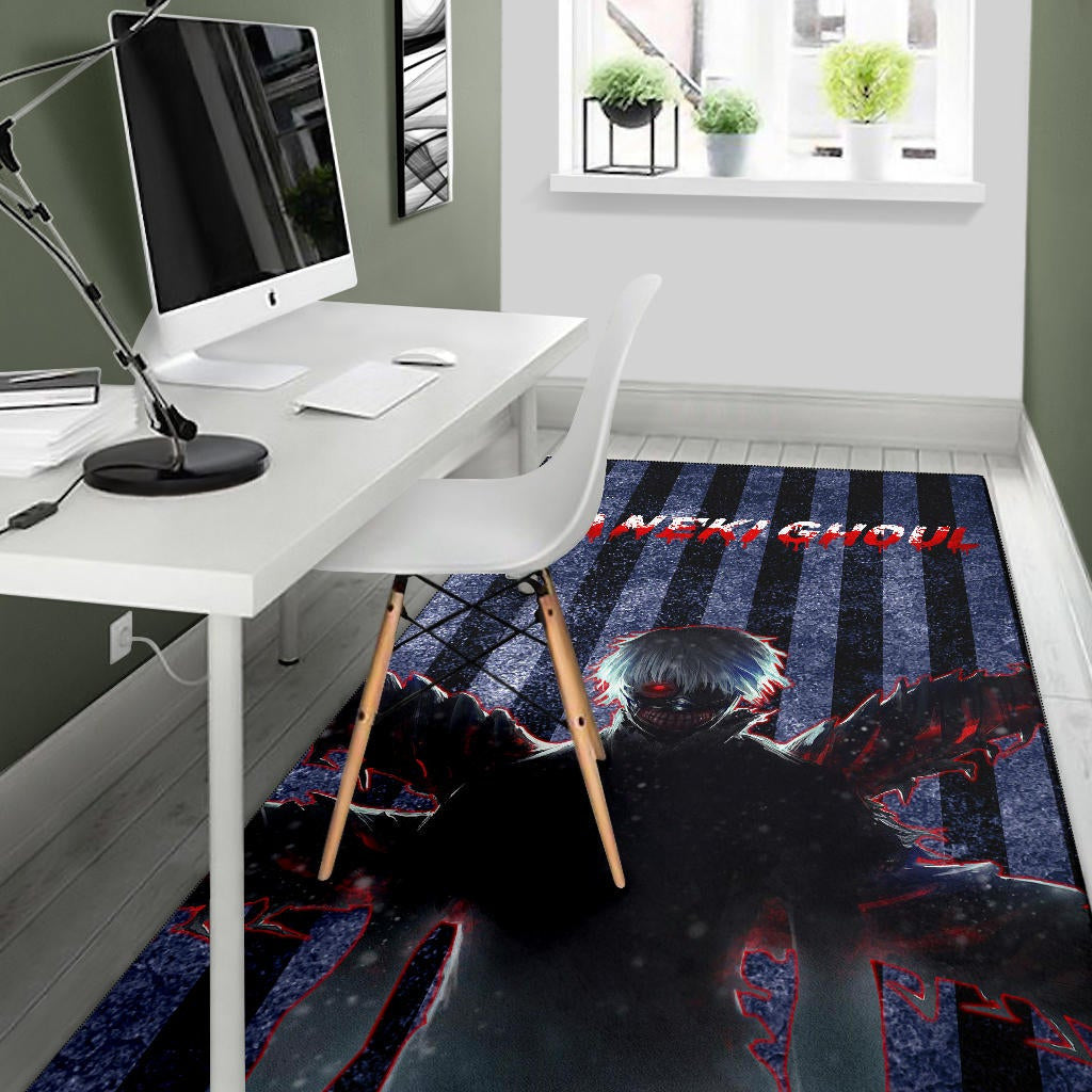 Tokyo Ghoul Anime Scary Ken Kaneki Silhouette Red Eye Area Rug Home Decor