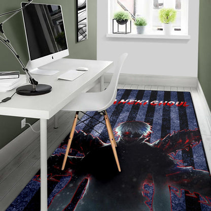 Tokyo Ghoul Anime Scary Ken Kaneki Silhouette Red Eye Area Rug Home Decor