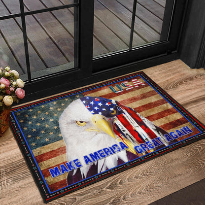 US Independence Day Funny Bald Eagle Face USA Star Door Mat Home Decor