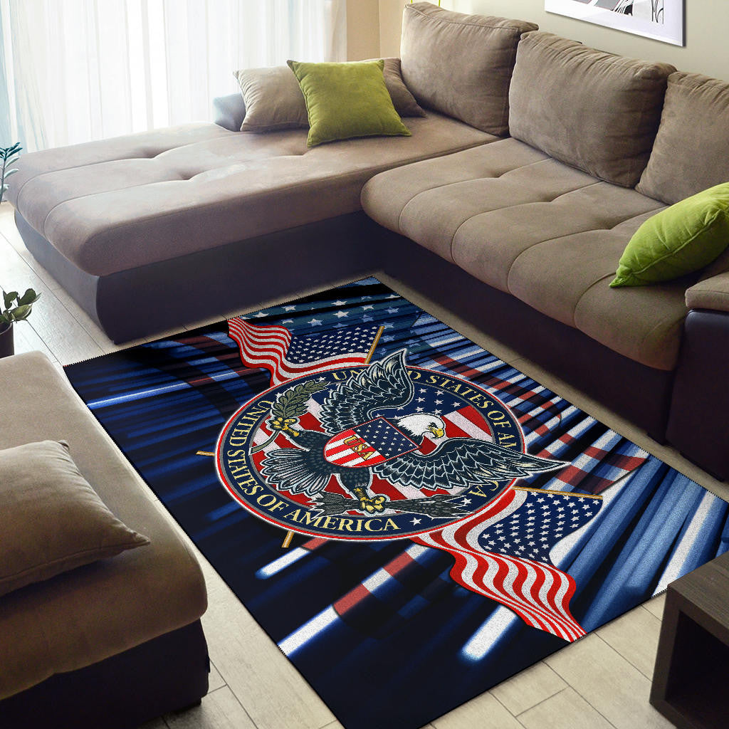 US Independence Day Bald Eagle USA Symbol Glory Flag Area Rug Home Decor