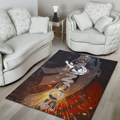 Denver American Football Broncos Machine Steel Broncos Metal Melting Area Rug Home Decor