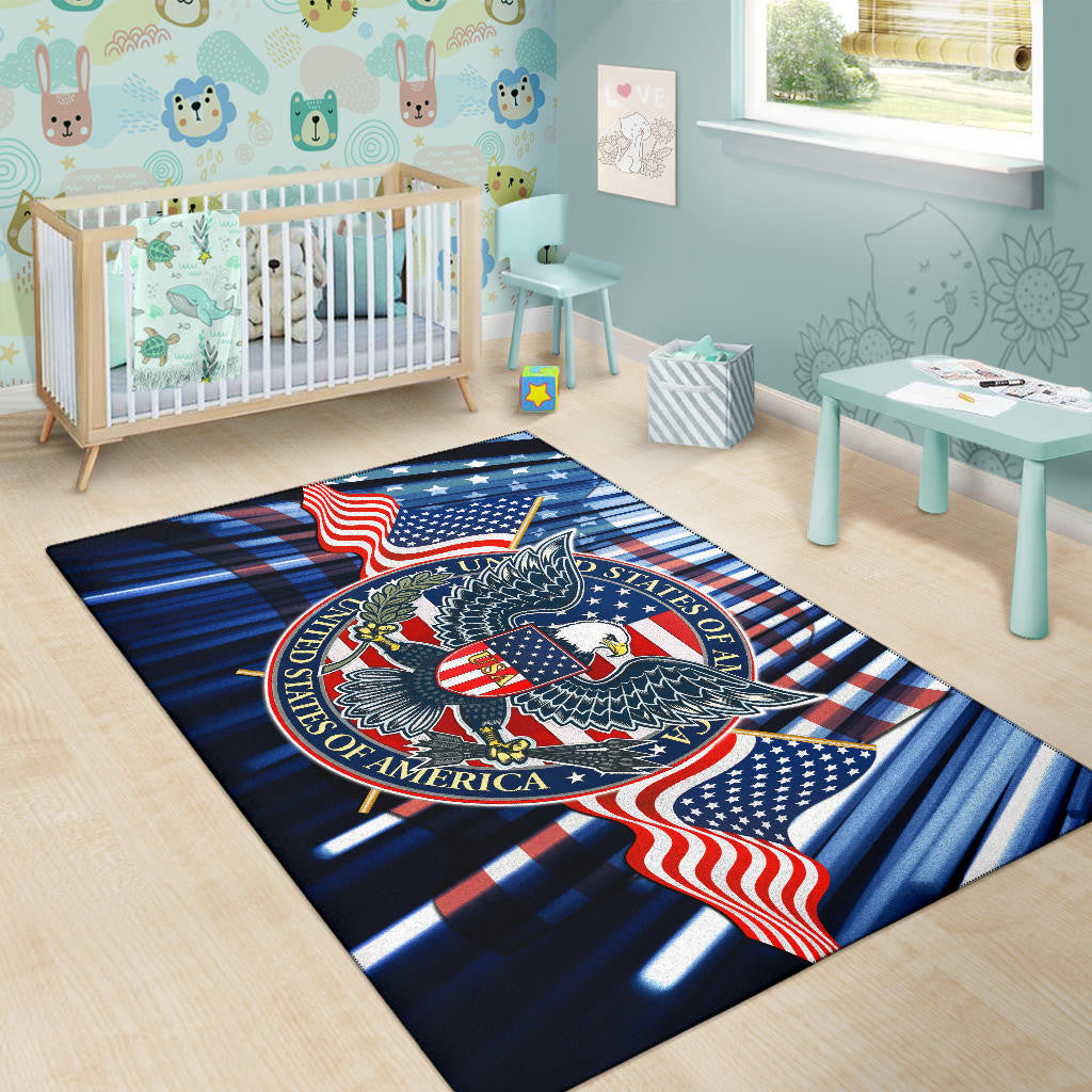 US Independence Day Bald Eagle USA Symbol Glory Flag Area Rug Home Decor